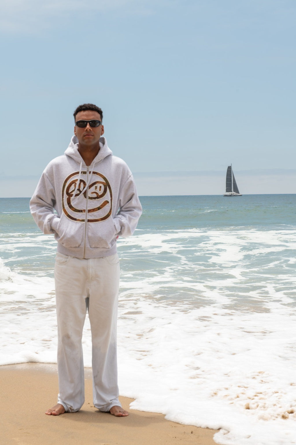 DYFM Smiley Zip Hoodie - Grey Preorder