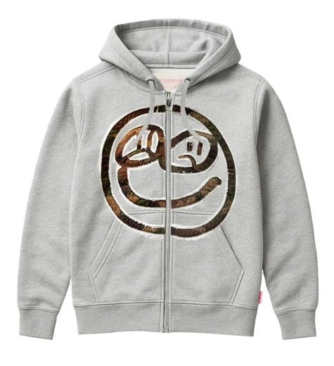 DYFM Smiley Zip Hoodie - Grey Preorder
