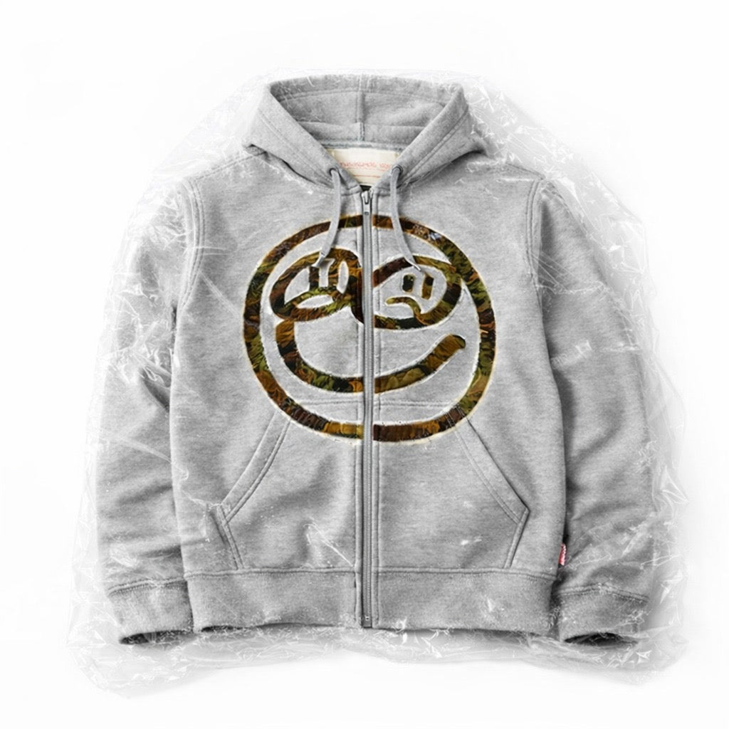 DYFM Smiley Zip Hoodie - Grey Preorder