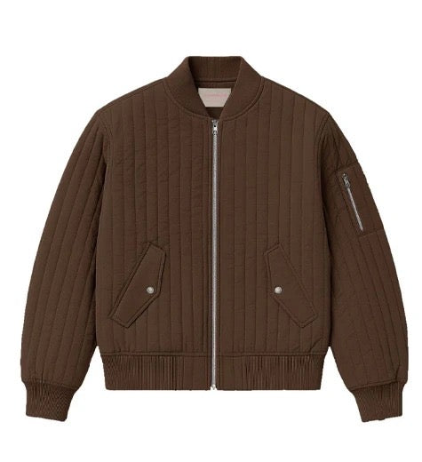 DYFM Quilted Bomber Jacket – Brown